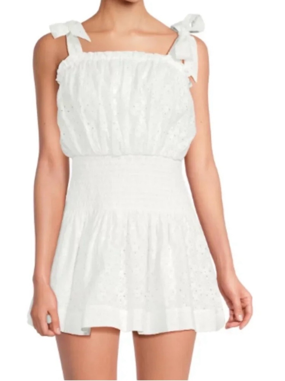 RAMY BROOK - Laurel Smocked Cotton Mini Dress Size L